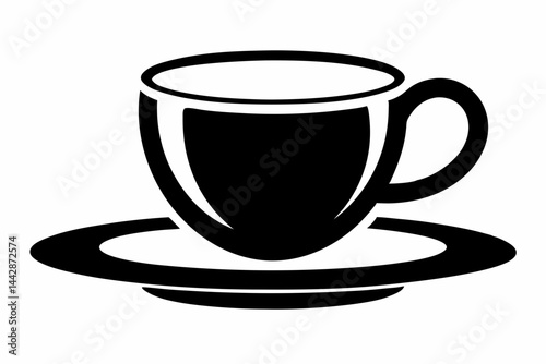 Cup And Saucer Silhouette Vector Illustration