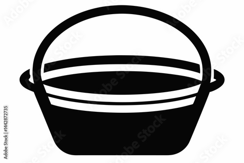 Empty Basket Simple Silhouette Vector Illustration