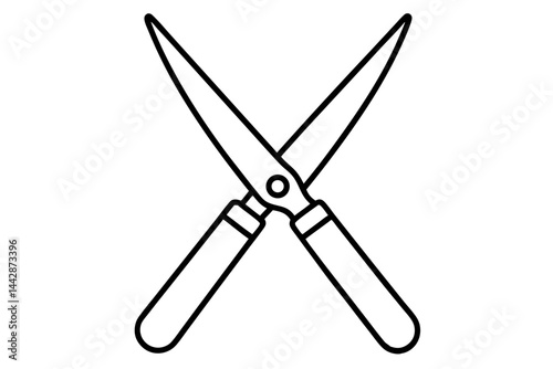 Manual Garden Shears Line Art Vector Illustration