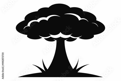Mushroom Spore Cloud Silhouette Vector Illustration