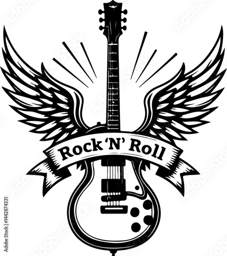 roll, Rock music, Musical instrument, Freedom, Winged Electric Guitar  skull  with Stars and Banner vector bundle
