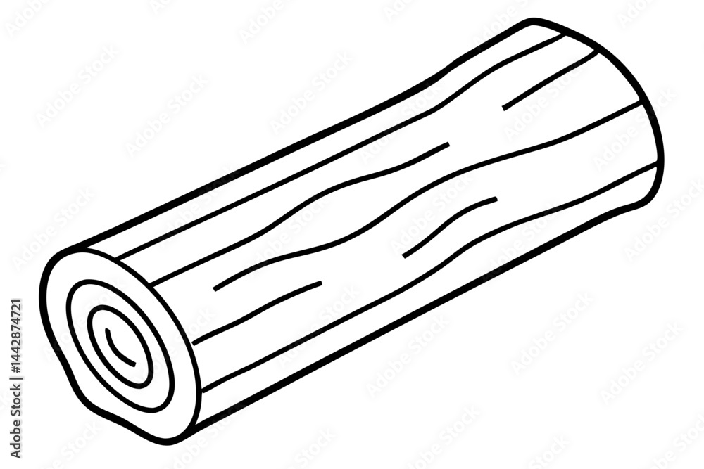 Simple Wood Log Piece Line Art Vector Illustration Simple Wood Log Piece Line Art Vector Illustration