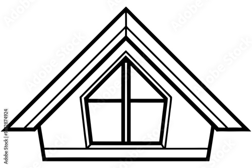 Small Attic Window Line Art Vector Illustration