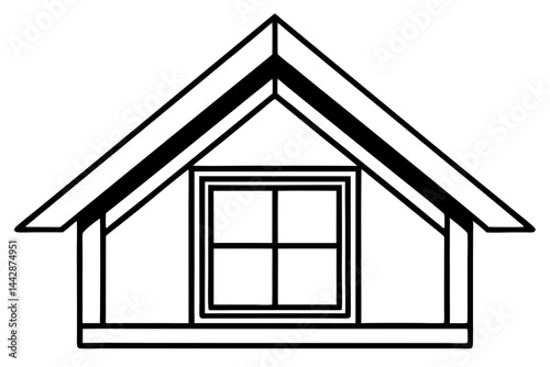 Small Attic Window Line Art Vector Illustration