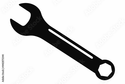 Thin Metal Wrench Silhouette Vector Illustration