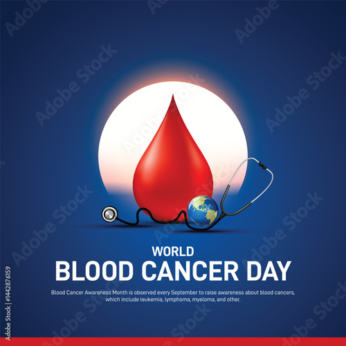 World Blood Cancer Day 2025. World Blood Cancer Day creative poster, banner, social media post, postcard, template, background, backdrop, greetings card, awareness, web banner, cover design etc.