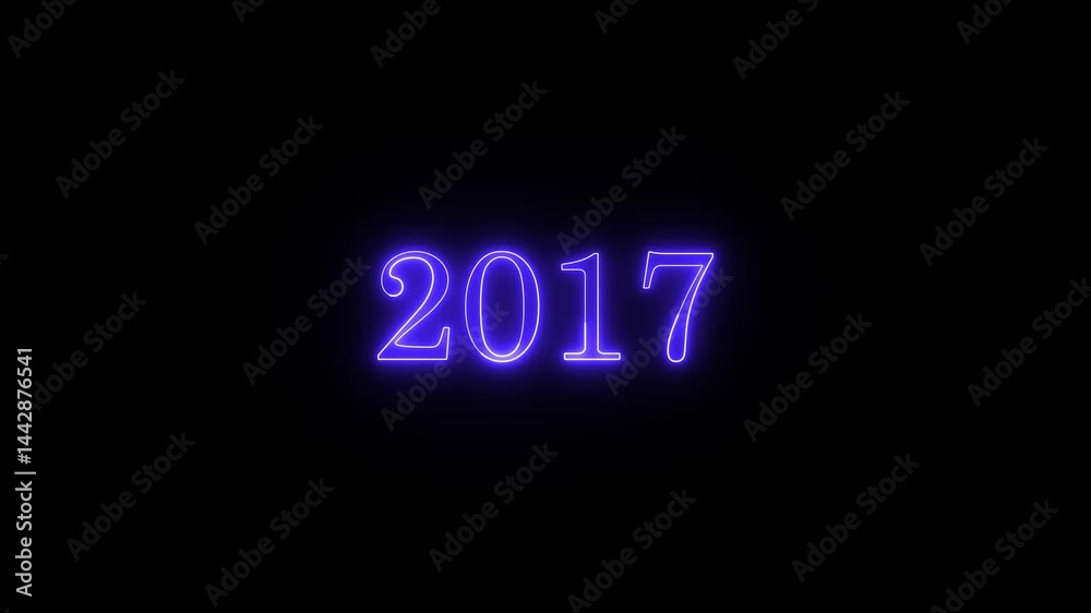 2017 neon line text. Abstract 2017 neon text animation ,For neon color Glowing neon number text background 4k video animation .Digital font against a dark background with neon line looping animation. 2017 neon line text. Abstract 2017 neon text animation ,For neon color Glowing neon number text background 4k video animation .Digital font against a dark background with neon line looping animation.