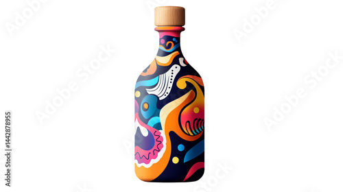 Colorful Abstract Bottle with Vibrant Design for Creative Projects and Branding