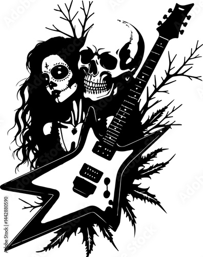 Guitar Silhouette Music, Musician, Acoustic guitar, Feminine,  vector bundle
