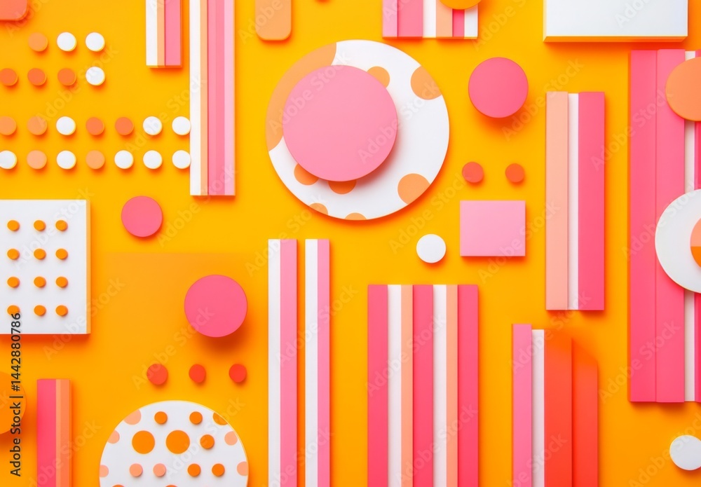 Obraz premium Abstract geometric shapes, vibrant colors, playful design