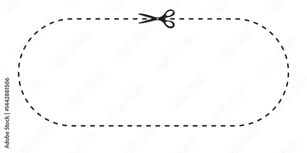 Scissor cut crop mark dashed line geometric rectangle rounded corner Scissor cut crop mark dashed line geometric rectangle rounded corner