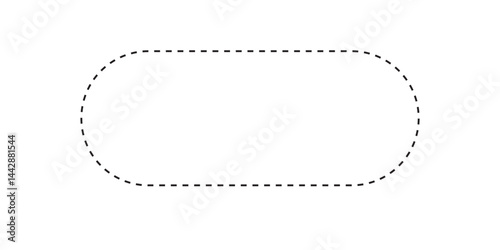 Rounded rectangle frame styles with dashed borders. Dashed rectangle frames. Outlined box shapes. Geometric frame vector. Ideal for vintage designs. Vector illustration. Eps file 30. 