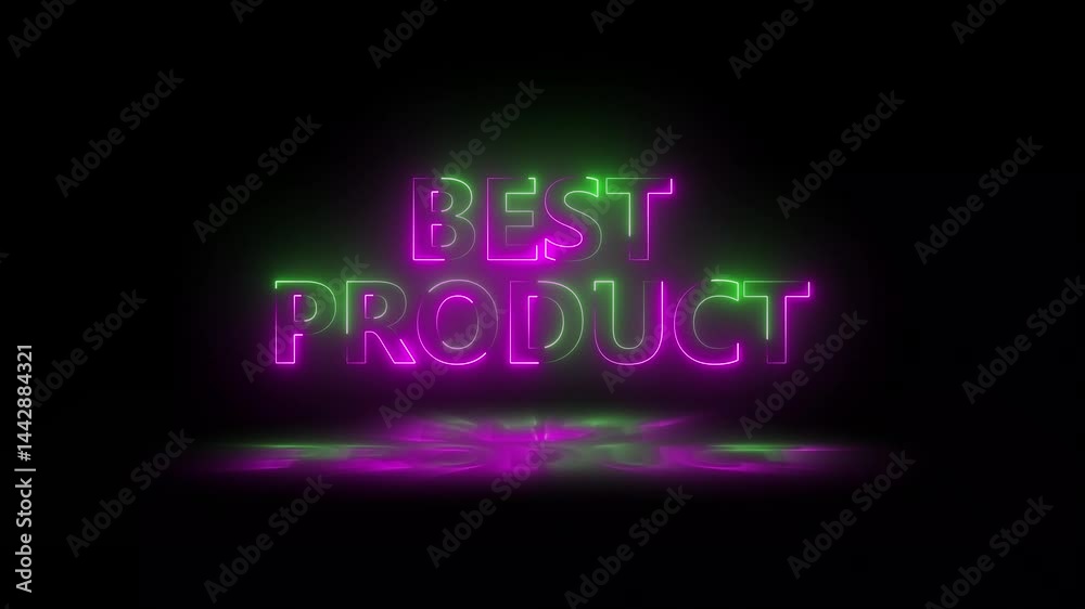 Glowing neon line best product animation with green and magenta color. Glowing neon line best product animation with green and magenta color.