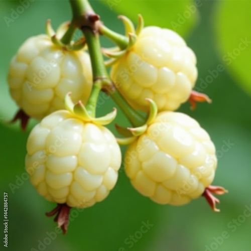 Overripe white gooseberries hang heavy, showcasing their delicate skin , food photography, berry, detail