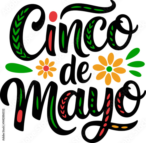 Cinco de Mayo T-Shirt Design with Floral Wreath 