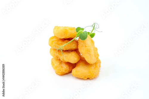 Crispy Chicken Nuggets with Fresh Microgreens