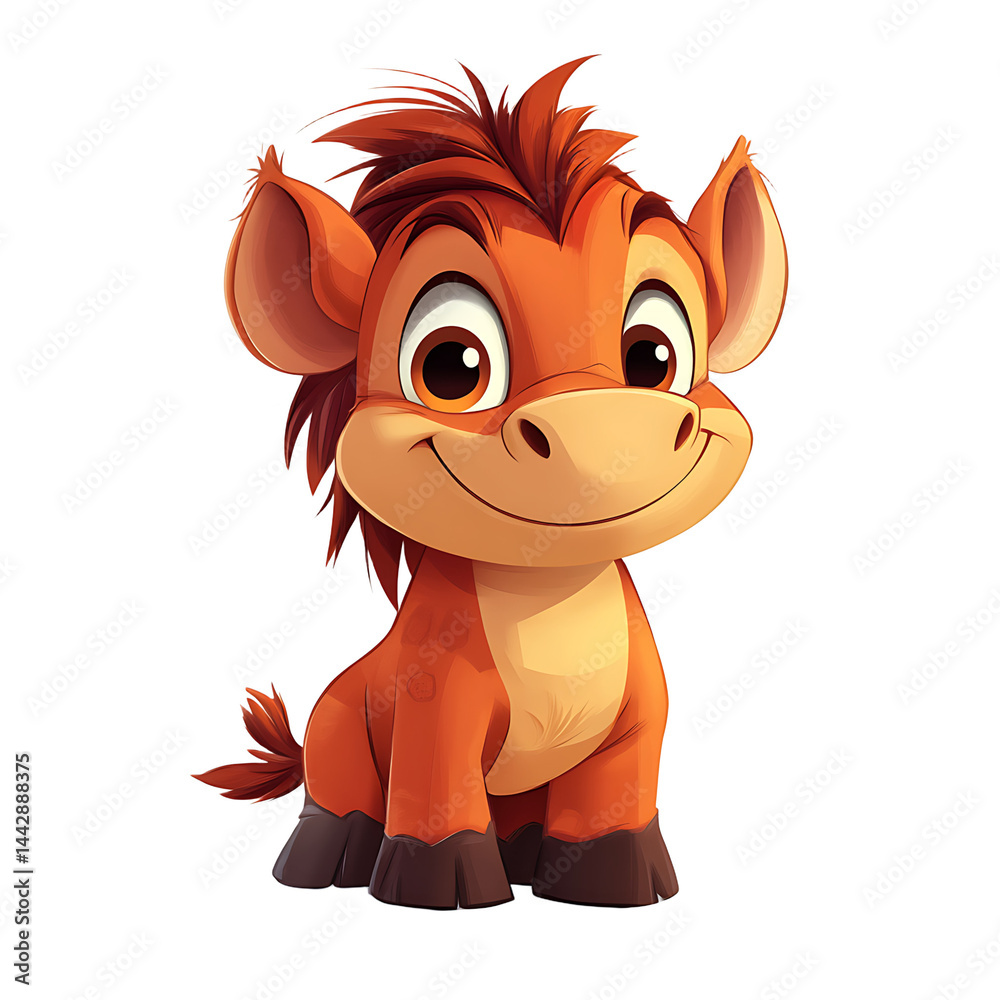 Happy Orange Miniature Animal Cartoon Drawing