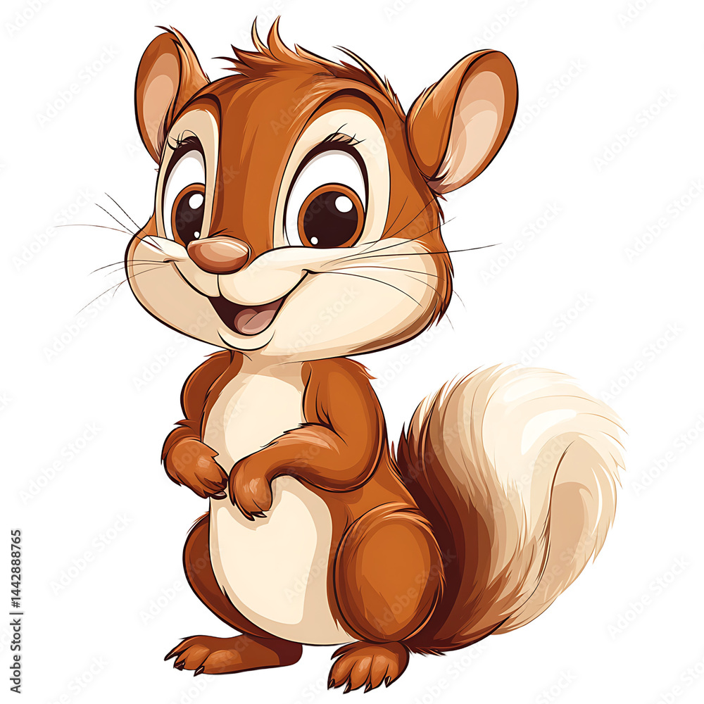 Happy Reddish Brown Squirrel Illustration Large Ears