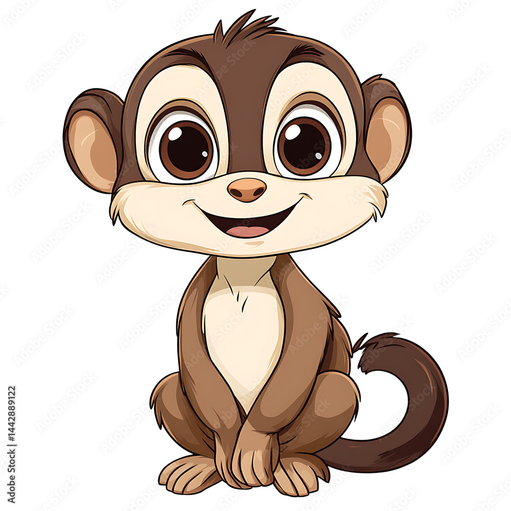 Happy Smiling Monkey Cartoon Illustration