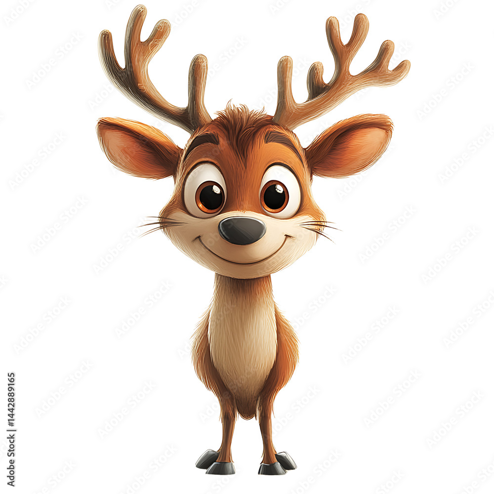Happy Smiling Reindeer Christmas Illustration