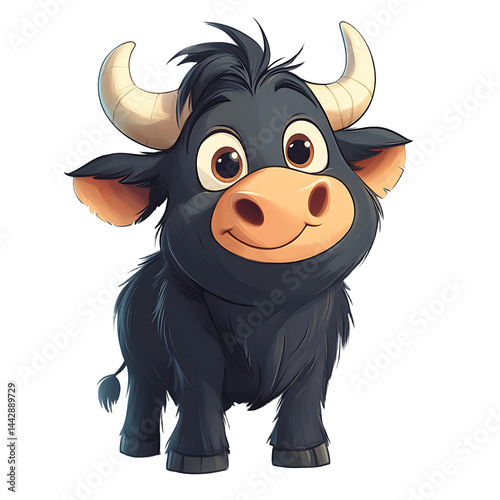 Obraz na płótnie Happy Whimsical Baby Yak Cartoon Artwork w salonie