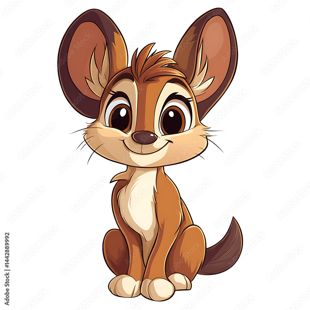 Happy Young Friendly Brown Rabbit Cartoon