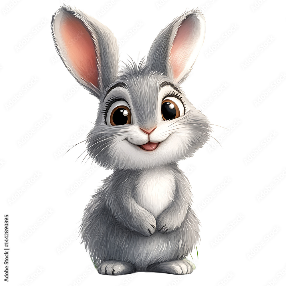 Joyful Cartoon Bunny Digital Art Big Eyes