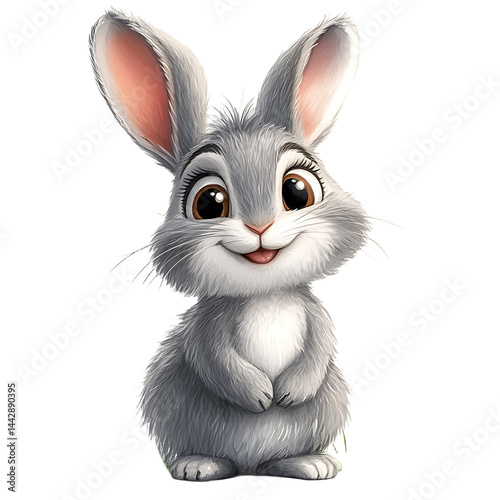 Obraz na płótnie Joyful Cartoon Bunny Digital Art Big Eyes w salonie