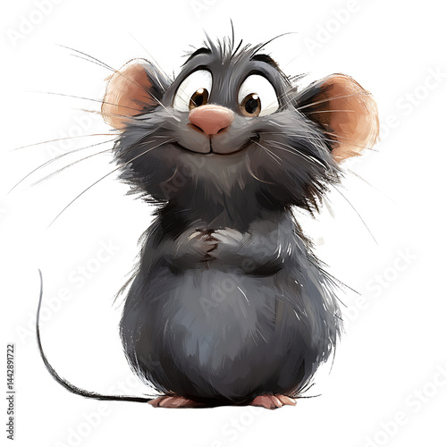 Obraz na płótnie Playful Gray Mouse Illustration Sitting w salonie