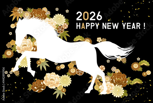 2026年　令和8年　午年　年賀状テンプレート
