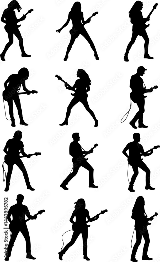 Fototapeta premium Musical Guitar with Treble Clef and Floral Elements vector