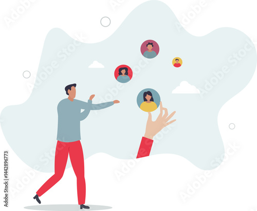 HR human resources elements with work hiring and job career.Avatar elections. character life .