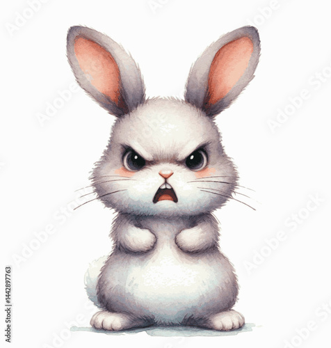 Bristle Burst Brush rabbit angry isolated watercolor vector illustration svg 