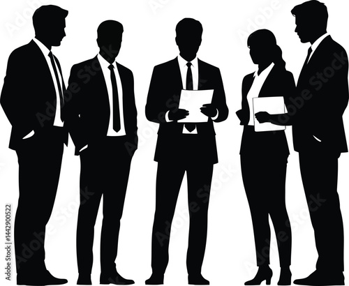Silhouette of a group of business people. Vector illustration.