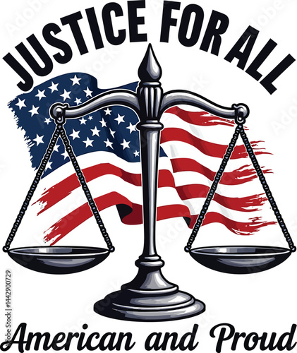 Justice for All - Patriotic Legal Balance Vector Illustration
