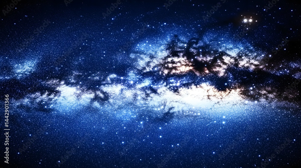 A Stunning Night Sky Image Featuring a Vivid Milky Way Galaxy with Bright Stars and Cosmic Dust A Stunning Night Sky Image Featuring a Vivid Milky Way Galaxy with Bright Stars and Cosmic Dust