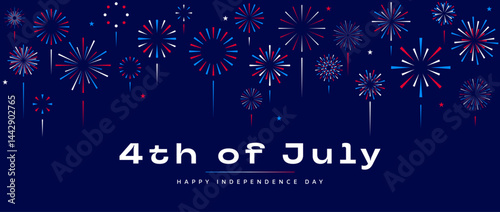 Fourth of July banner, Independence Day fireworks background