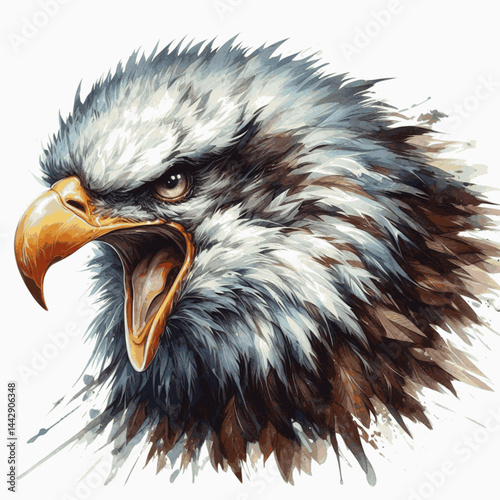 Clawed Thunder flow eagle angry isolated watercolor vector illustration svg 