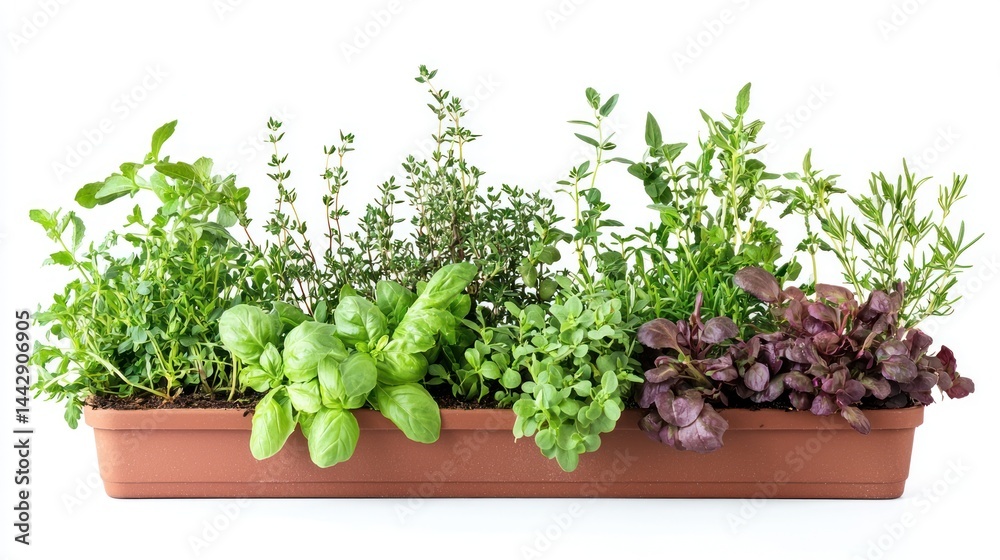 Obraz premium Balcony herb garden isolated on white background