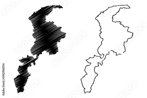 Khyber Pakhtunkhwa (Province of Pakistan, Islamic Republic of Pakistan) map vector illustration, scribble sketch Khyber Pakhtunkhwa (KP or KPK, North-West Frontier Province) province map