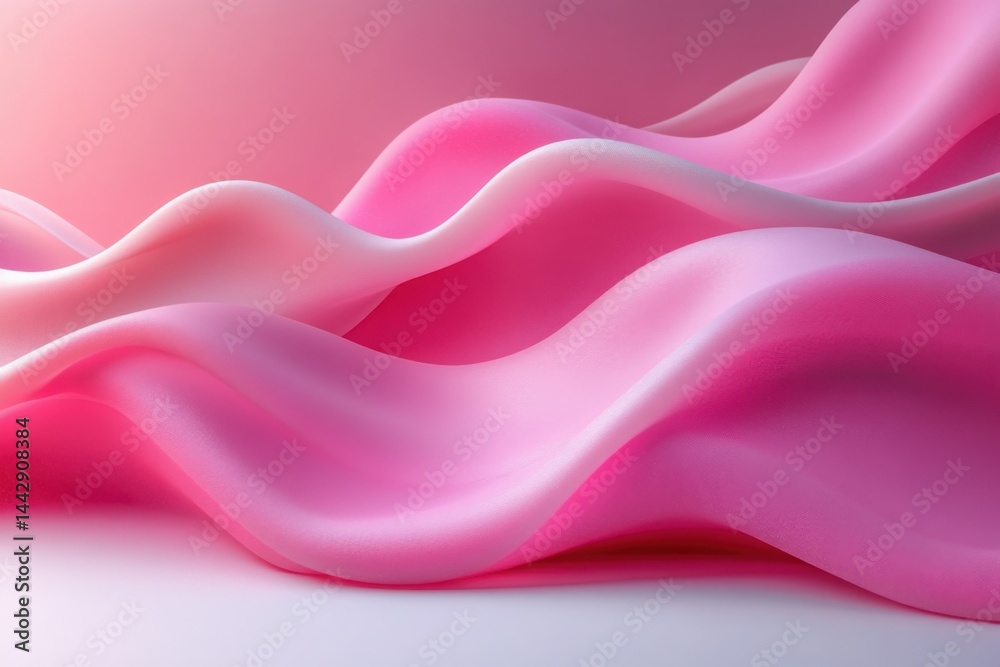 Fototapeta premium Abstract flowing pink fabric waves creating a soft and elegant visual texture