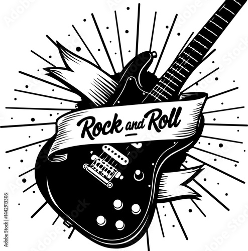 Rock and Roll Guitar Emblem vector