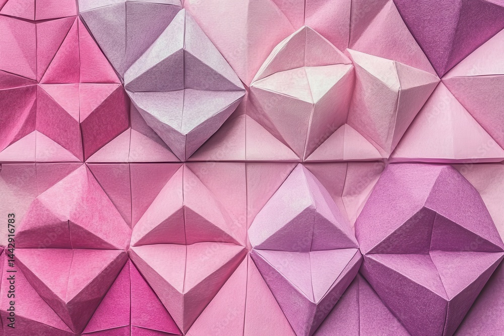 Geometric origami pattern in varying shades of pink Geometric origami pattern in varying shades of pink