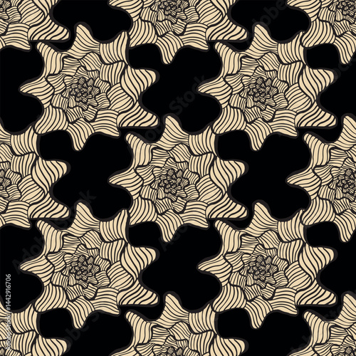 Seamless vector pattern of hand-drawn seashells. Marine design. Ocean pattern for textile, wallpaper and interior design. Summer print for background, textile, fabric