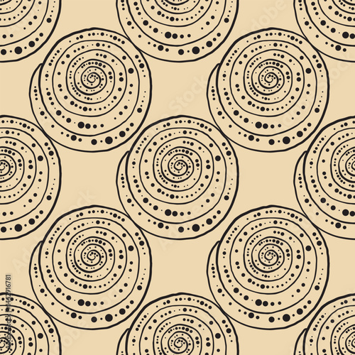 Seamless vector pattern of hand-drawn seashells. Marine design. Ocean pattern for textile, wallpaper and interior design. Summer print for background, textile, fabric