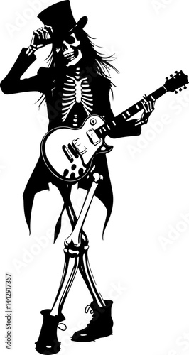 Floral Electric Guitar with Roses vector design