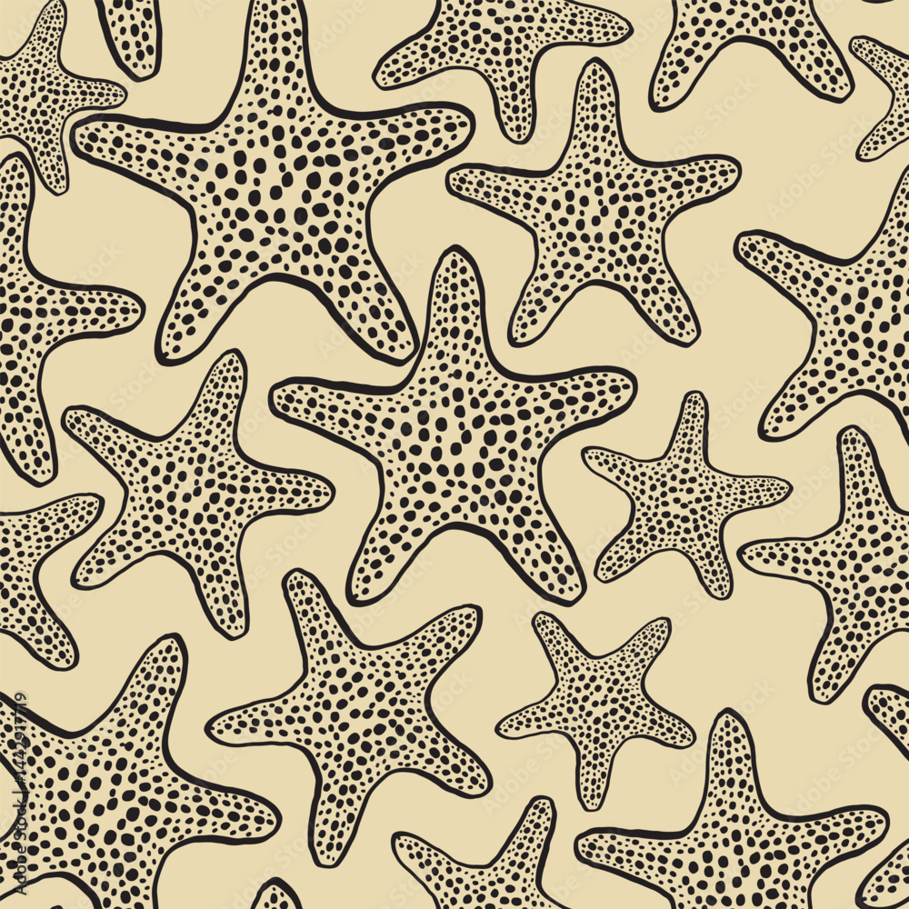 Seamless starfish pattern. Summer marine animal background design. Seamless vector starfish pattern. Marine design. Summer ocean pattern for textile, wallpaper, fabric and interior design. Seamless starfish pattern. Summer marine animal background design. Seamless vector starfish pattern. Marine design. Summer ocean pattern for textile, wallpaper, fabric and interior design.