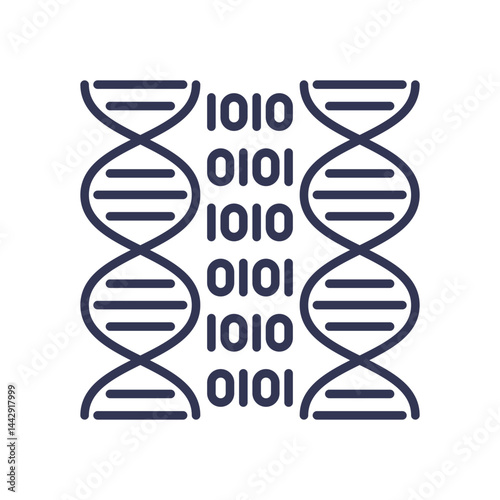 DNA strands and binary code symbolize the fusion of genetics and data science.