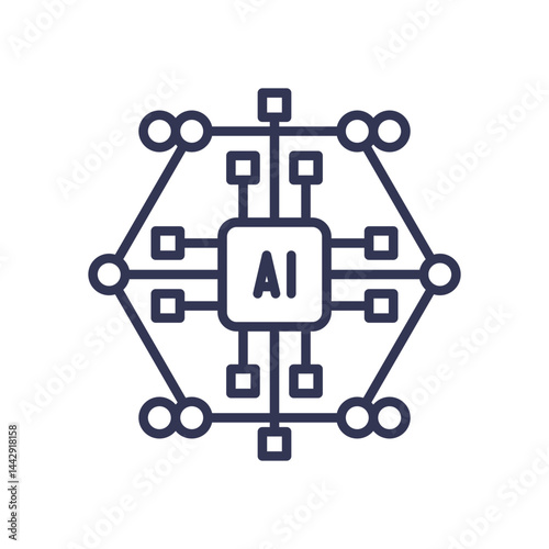 AI chip with network nodes symbolizes AI integration in chemistry.