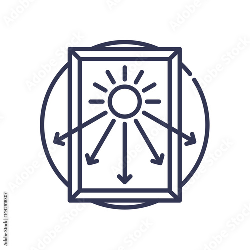 Sunlight through a window symbolizes natural lighting and energy efficiency.